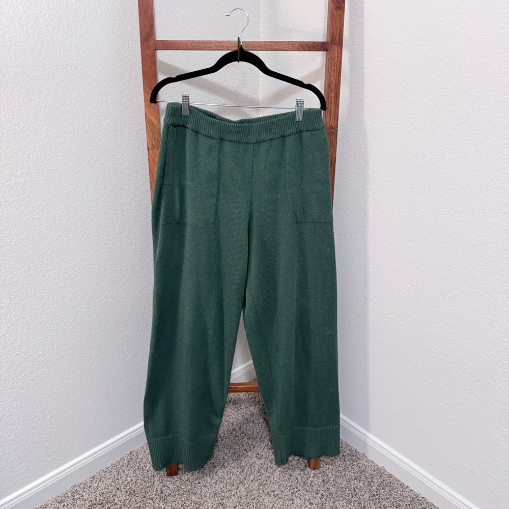 Free People Beach Solar Sweater Set in Pine Heather Knit Tie Cardigan & Pants LG - Picture 3 of 10